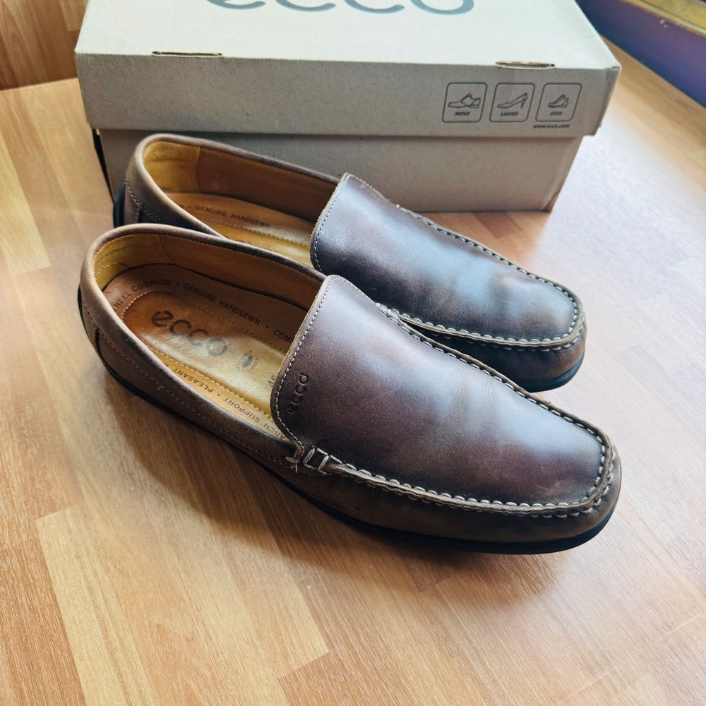 Ecco brown leather loafers size 12